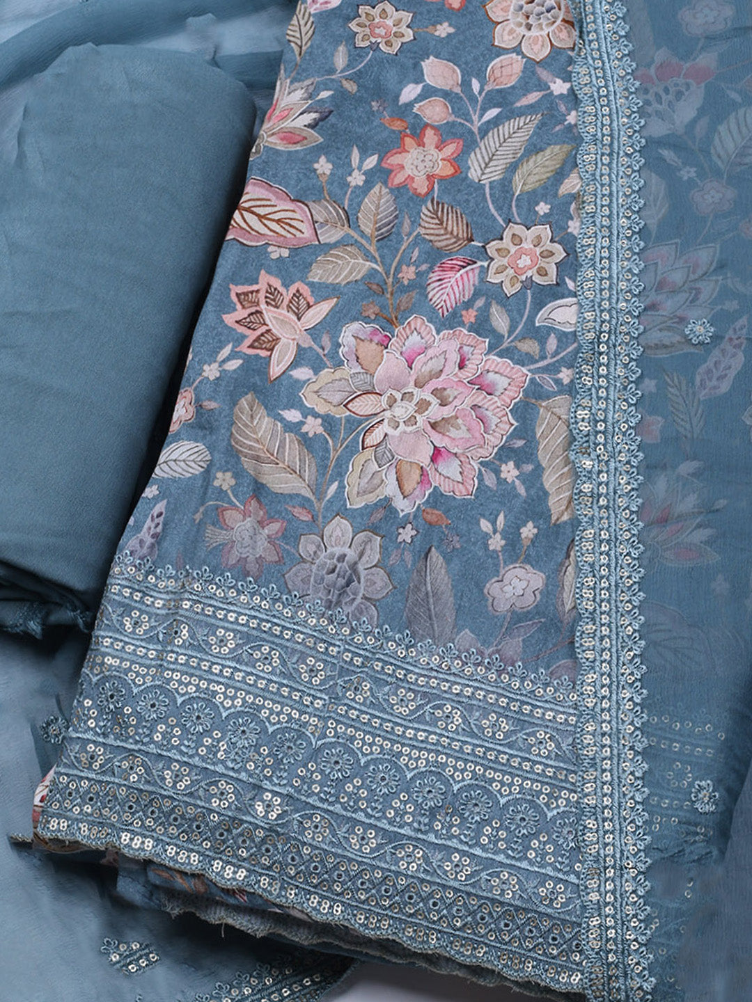 Printed Muslin Unstitched Suit With Dupatta