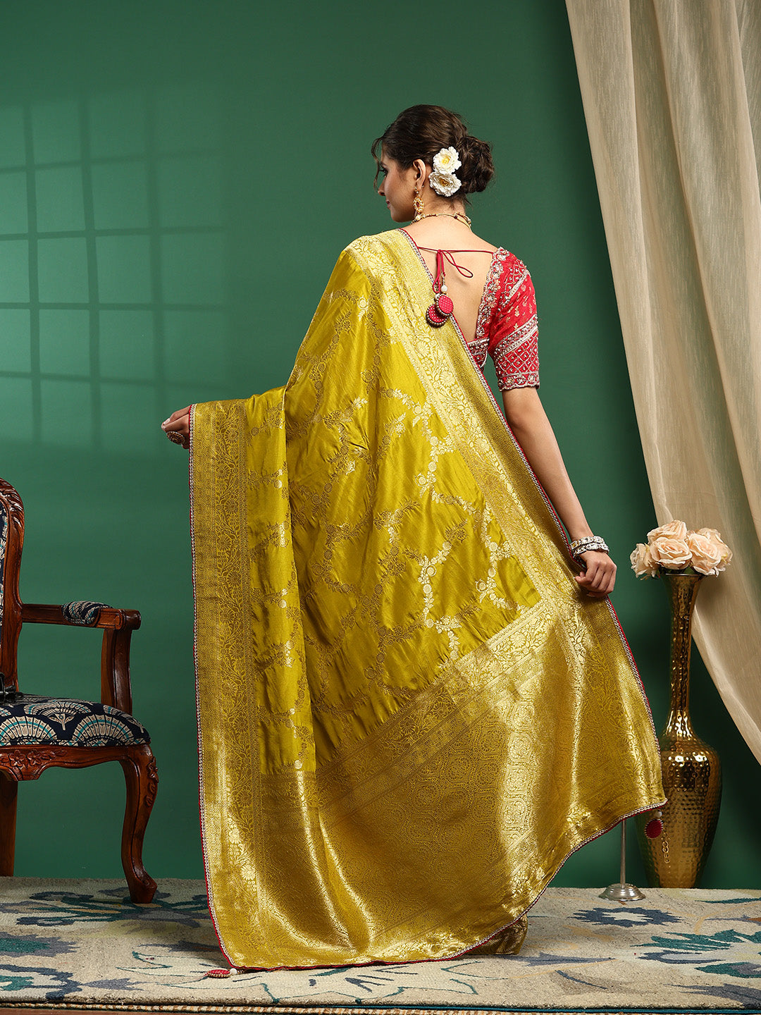 Embroidered Dola Silk Saree