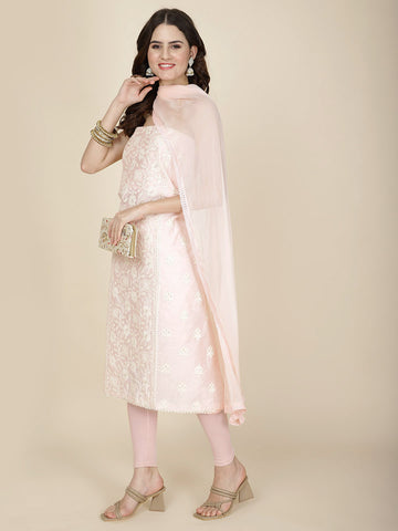 All Over Embroidered Chiffon Unstitched Suit Piece With Dupatta