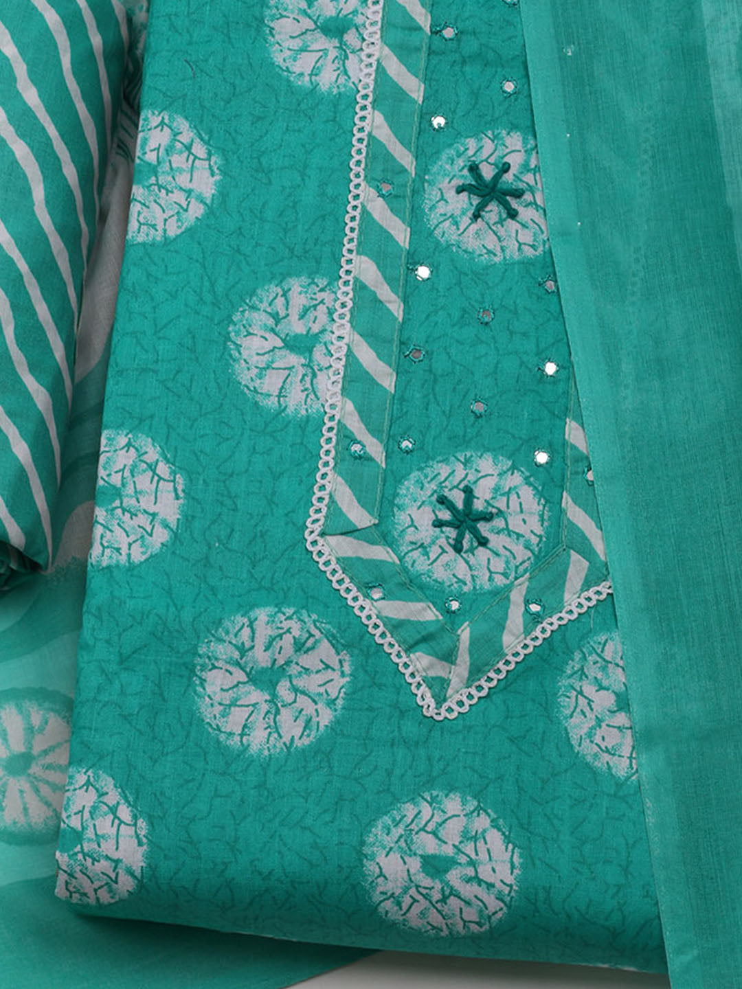 Printed Cotton Blend Unstitched Suit With Dupatta