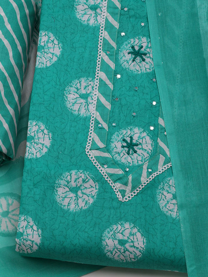 Printed Cotton Blend Unstitched Suit With Dupatta