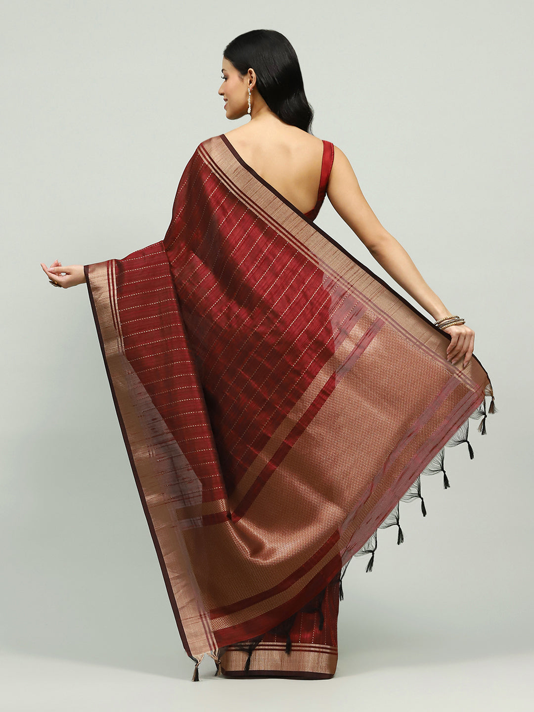 Embroidered Border Booti Art Silk Saree