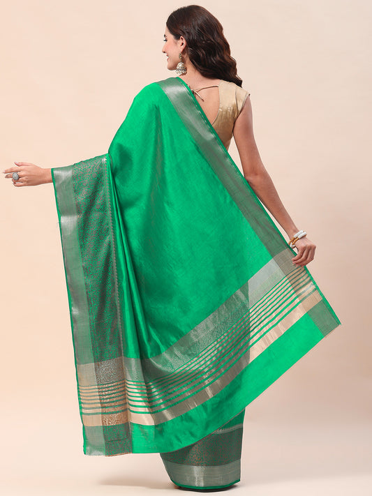 Plain Zari Border Handloom Saree