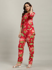 Printed Cotton Blend Kurta With Pants