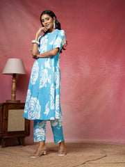 Printed Cotton Blend Kurta With Pants