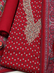 Embroidered Cotton Blend Unstitched Suit With Pant & Dupatta