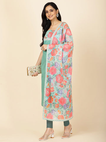 Floral Printed Cotton Unstitched Suit Dupatta