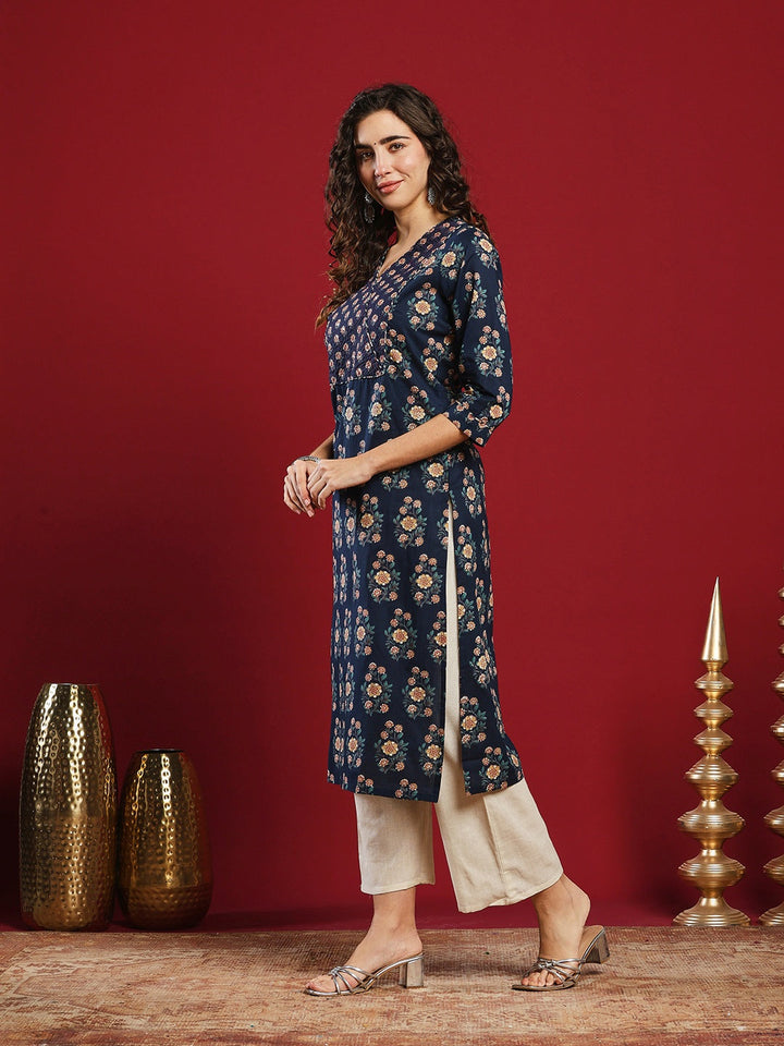 Floral Printed Cotton Blend Kurta
