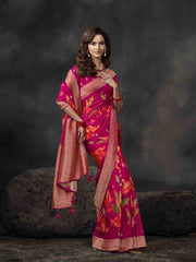 Floral Printed Dola Silk Saree