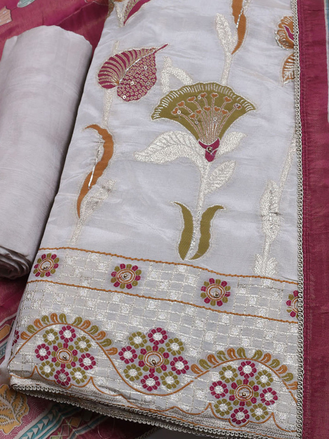 Woven Tissue  Unstitched Suit With Dupatta