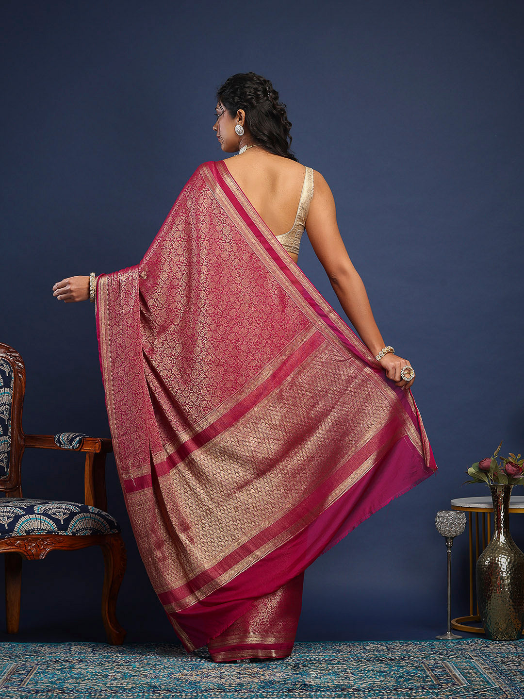 Plain Crepe Saree