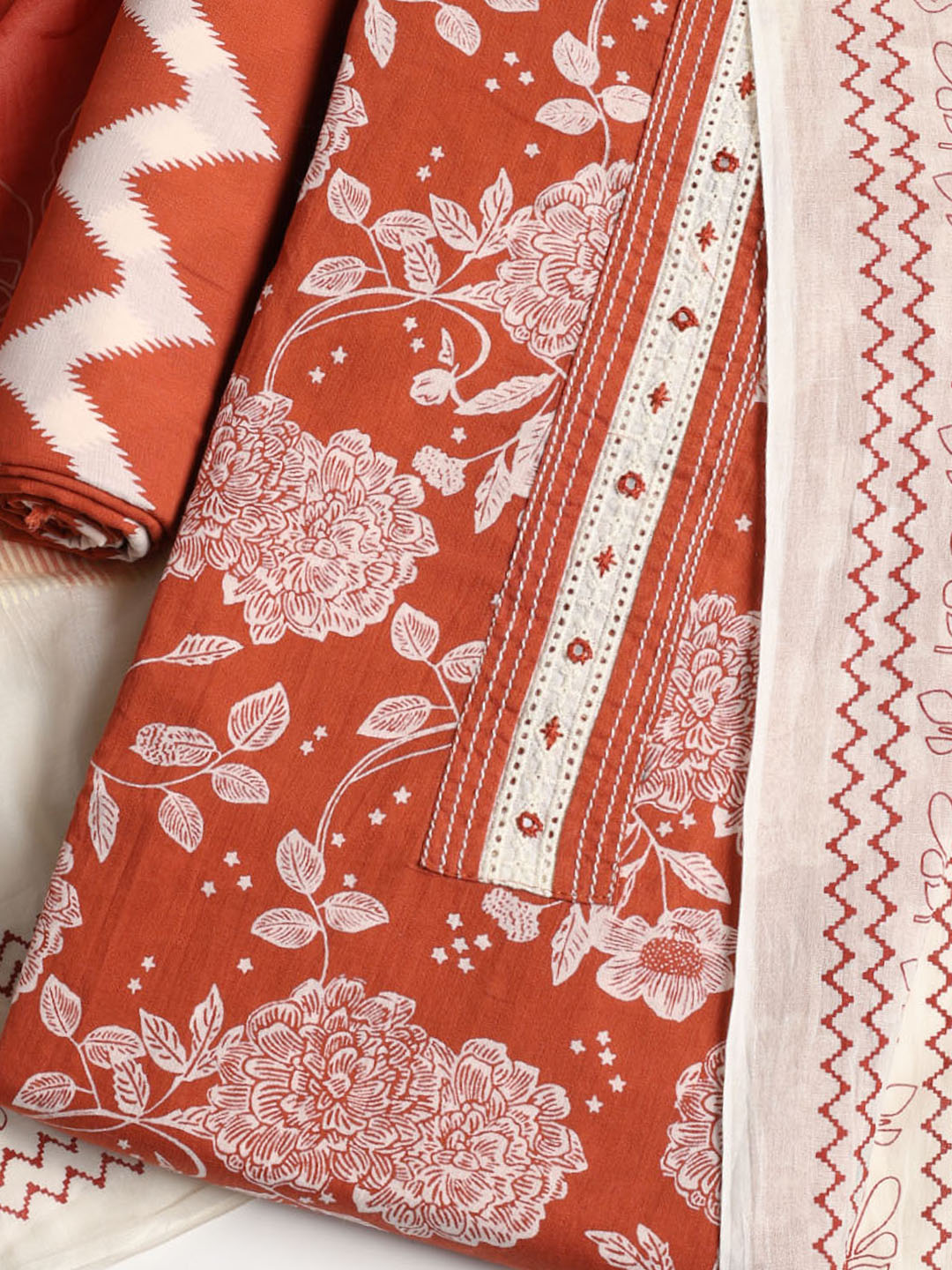 Printed Cotton Printed Unstitched Suit With Dupatta