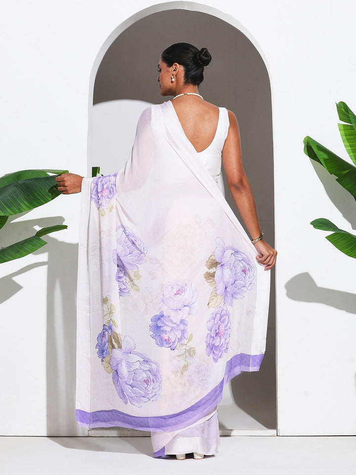 Floral Printed Crepe Saree