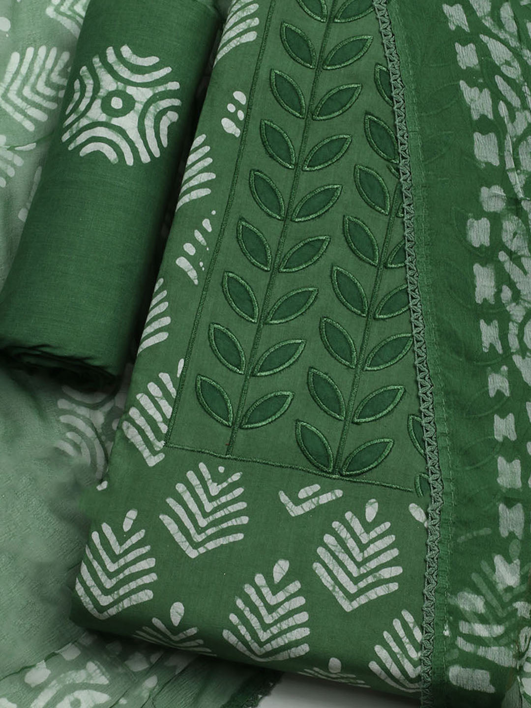 Printed Cotton Blend Unstitched Kurta With Pant &amp; Dupatta