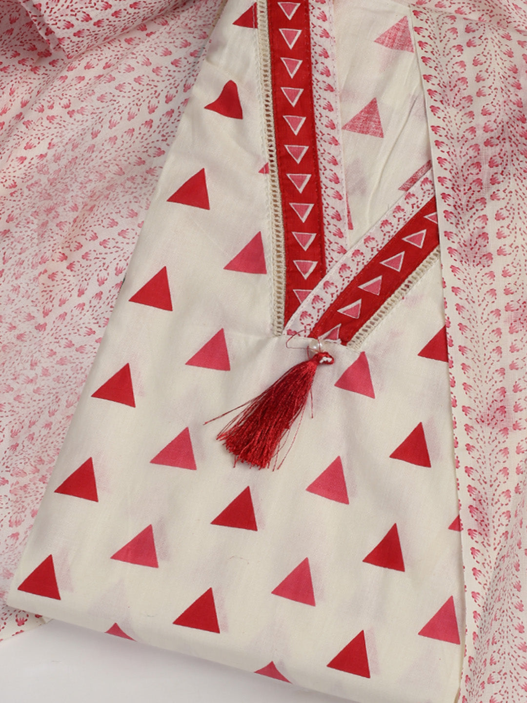 Printed Cotton Blend Unstitched Suit With Dupatta