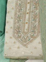 Neck Patti Chanderi Unstitched Suit Piece With Dupatta