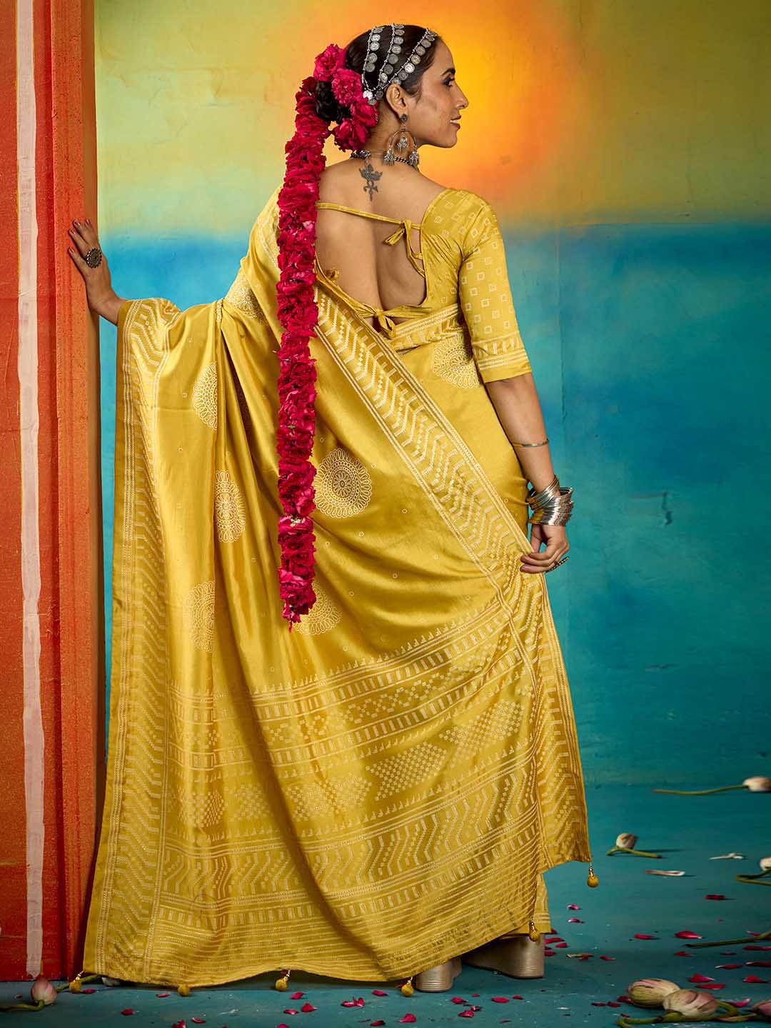 Abstract Print Art Silk Saree