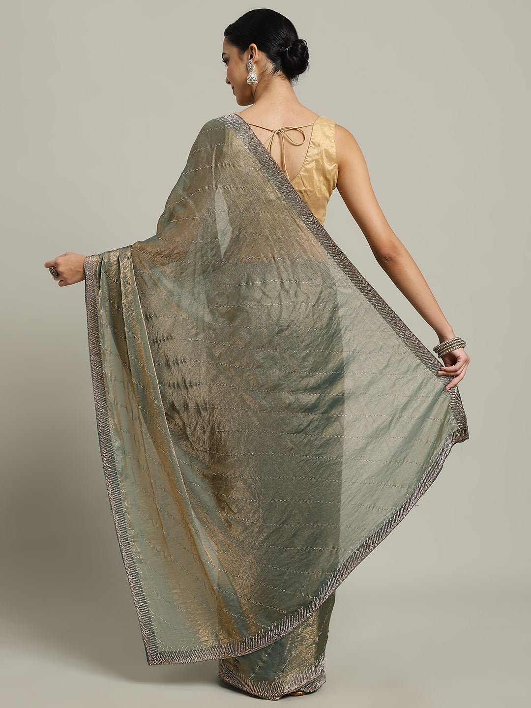 Stone Work Embellished Tissue Saree