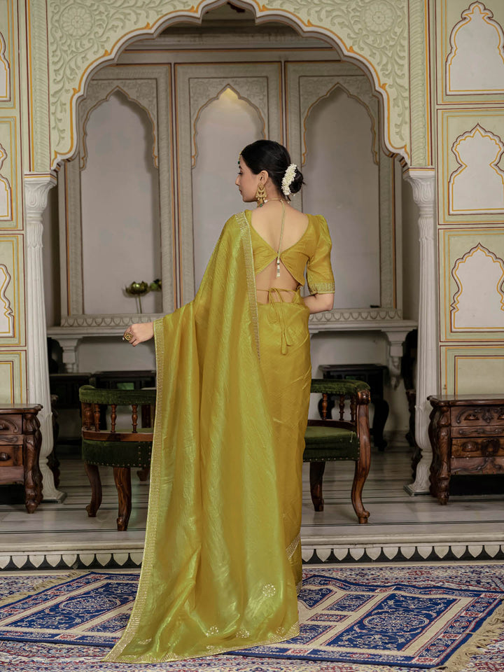 Stone Embroidery Organza Saree