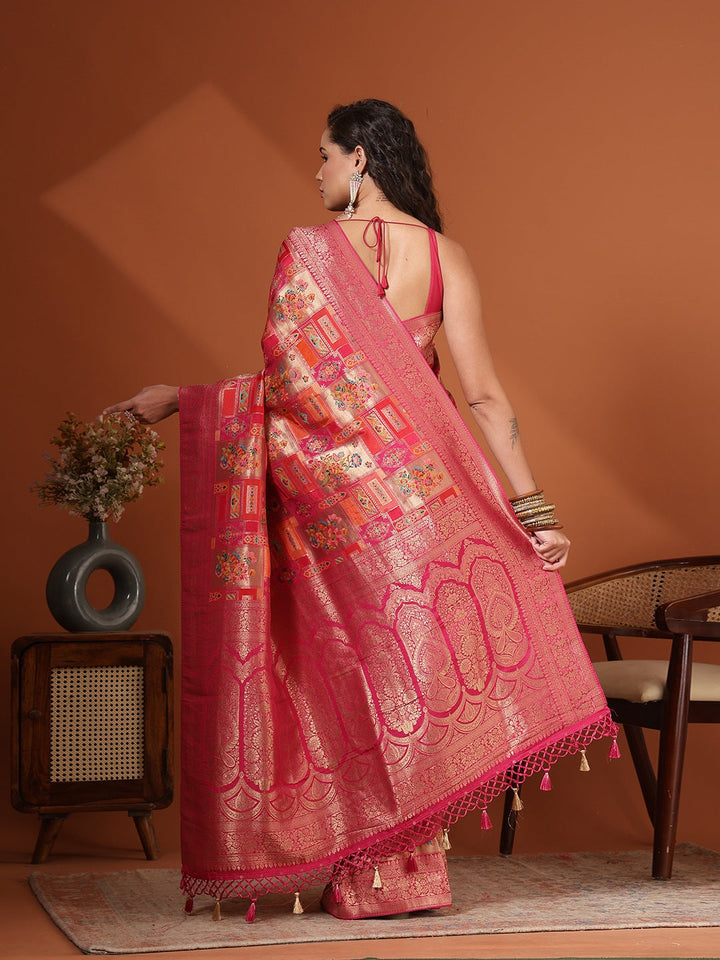 Woven Design Satin Saree