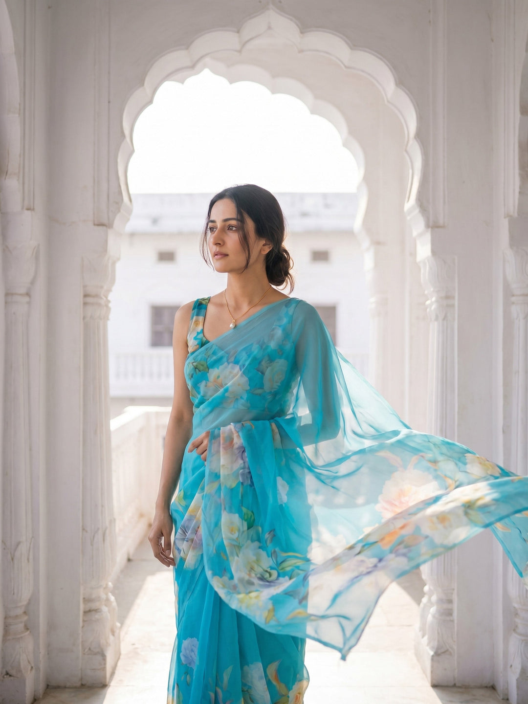 Digital Print Chiffon Saree