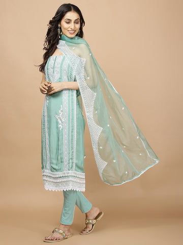 Neck Embroidered Muslin Unstitched Suit Piece With Dupatta