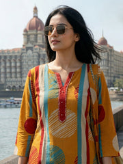 Embroidered Cotton Blend Kurta With Pant & Dupatta