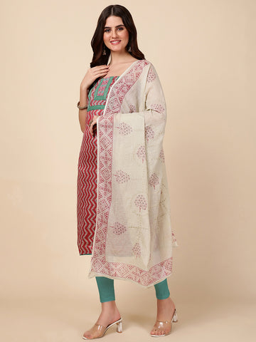 Neck Patti Cotton Unstitched Suit Dupatta