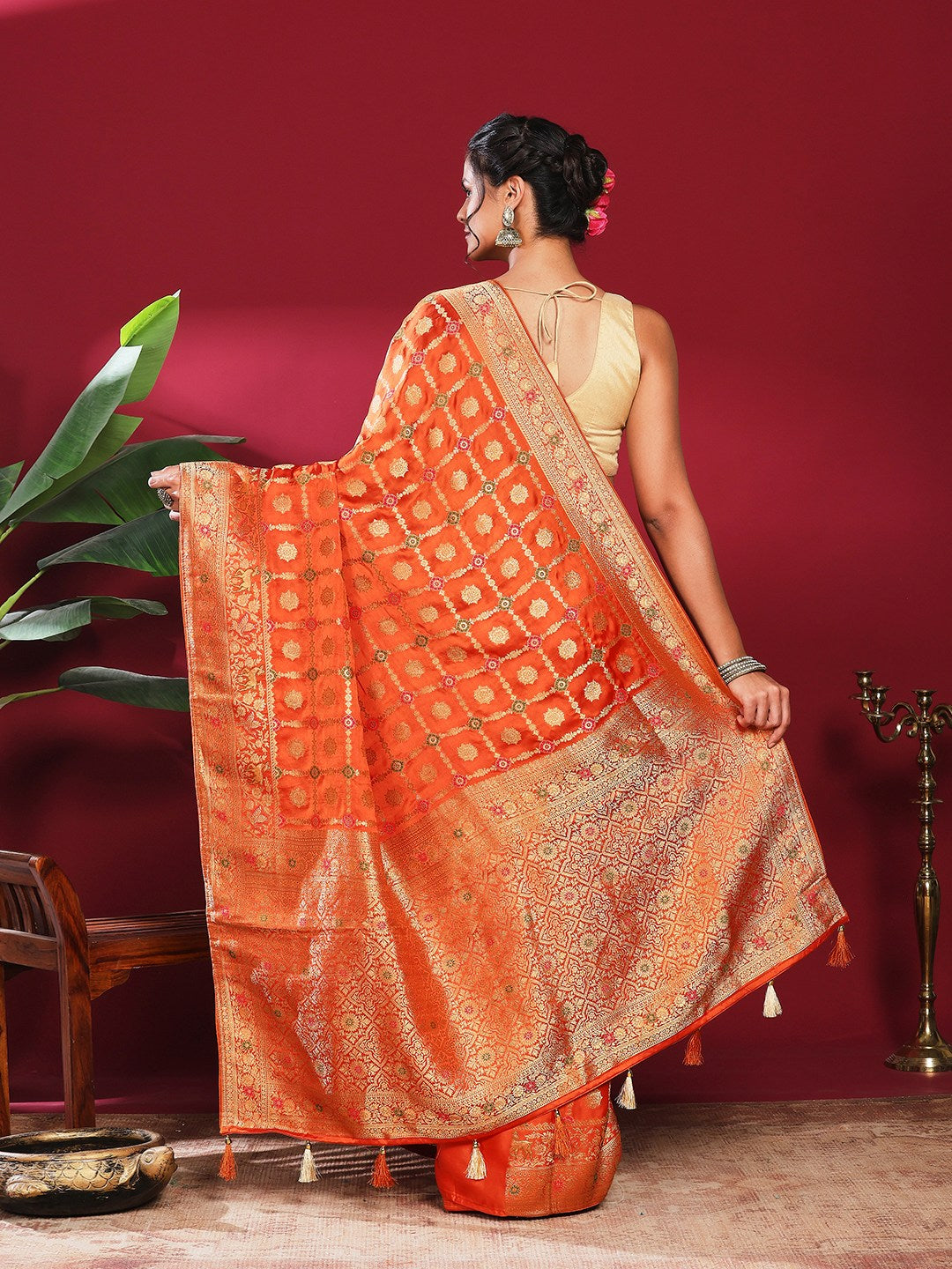 Woven Design Satin Saree