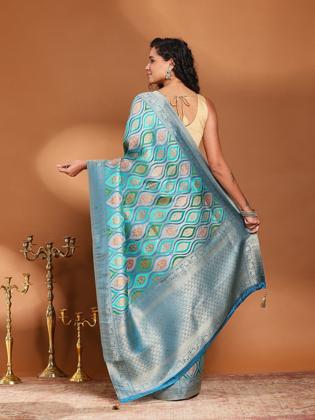 Zari Jaal Woven Satin Saree