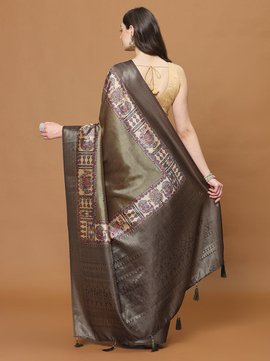 Digital Printed Satin Woven Saree