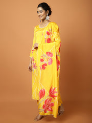 Printed Muslin Kurta With Pants & Dupatta