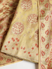 Woven Banarasi Chanderi Unstitched Suit With Dupatta