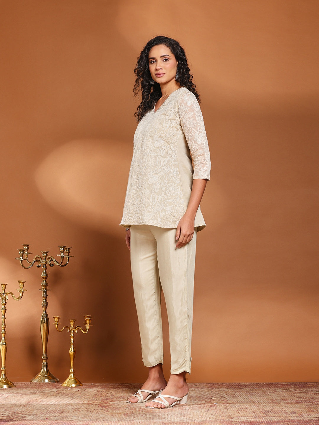 Embroidered Cotton Kurta With Pant