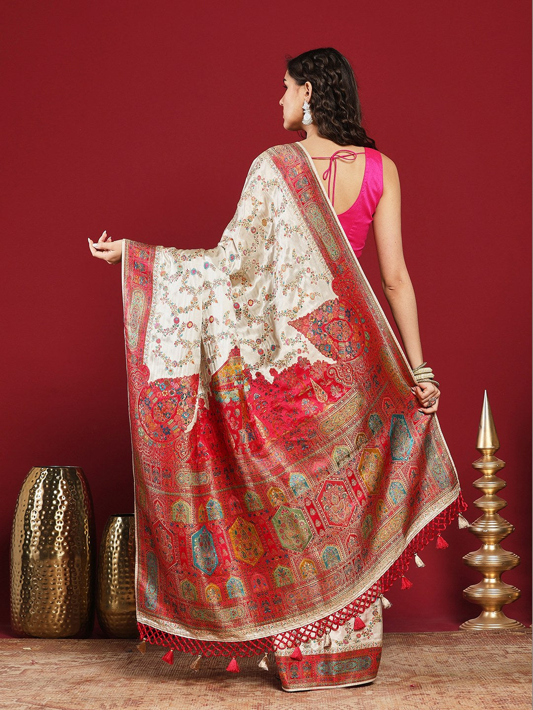 Woven Design Satin Saree