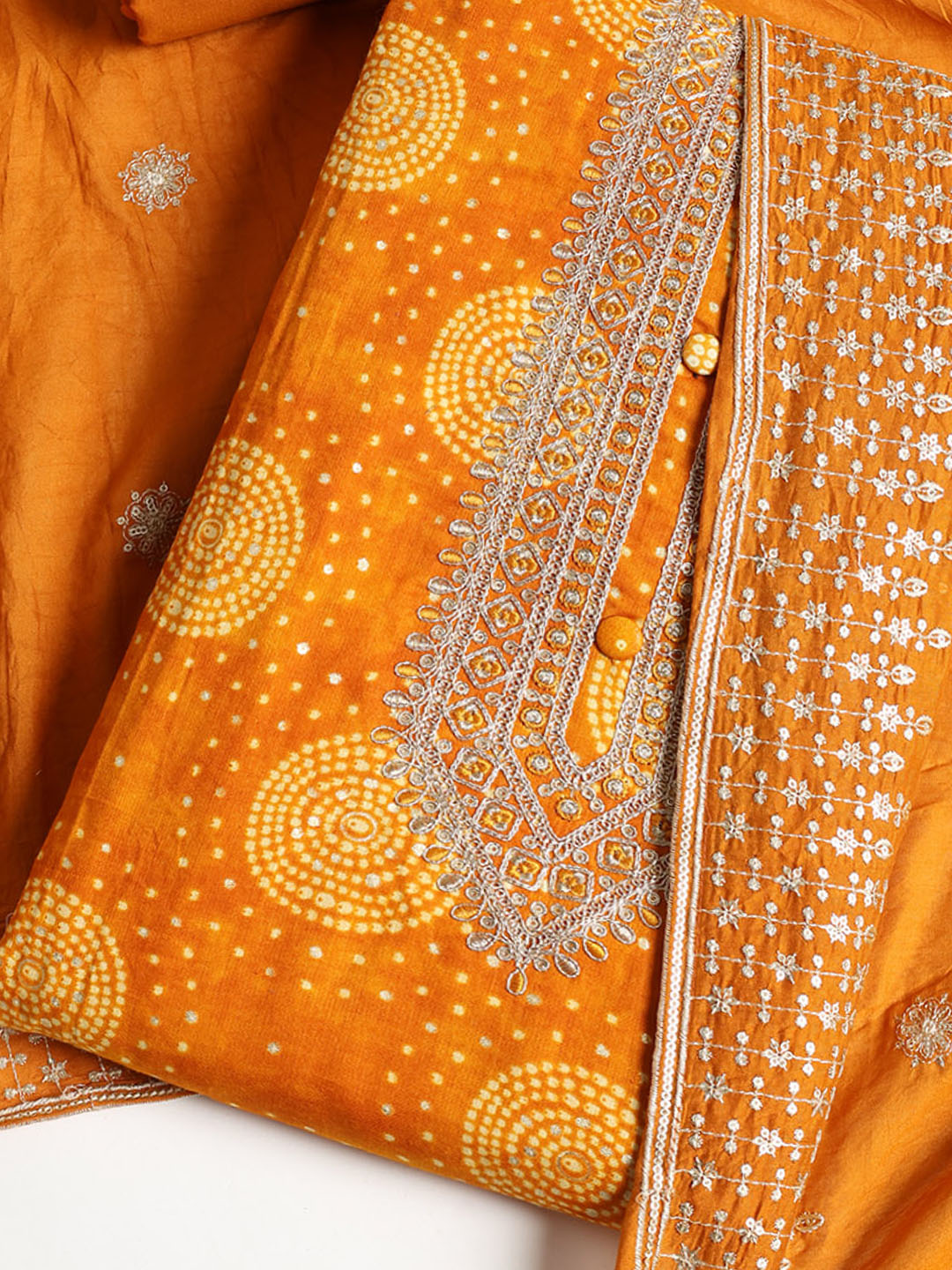 Neck Embroidered Cotton Blend Unstitched Suit With Dupatta