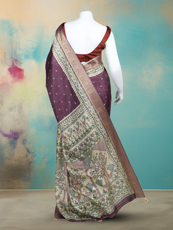 Printed &amp; Woven Design Art Silk Saree