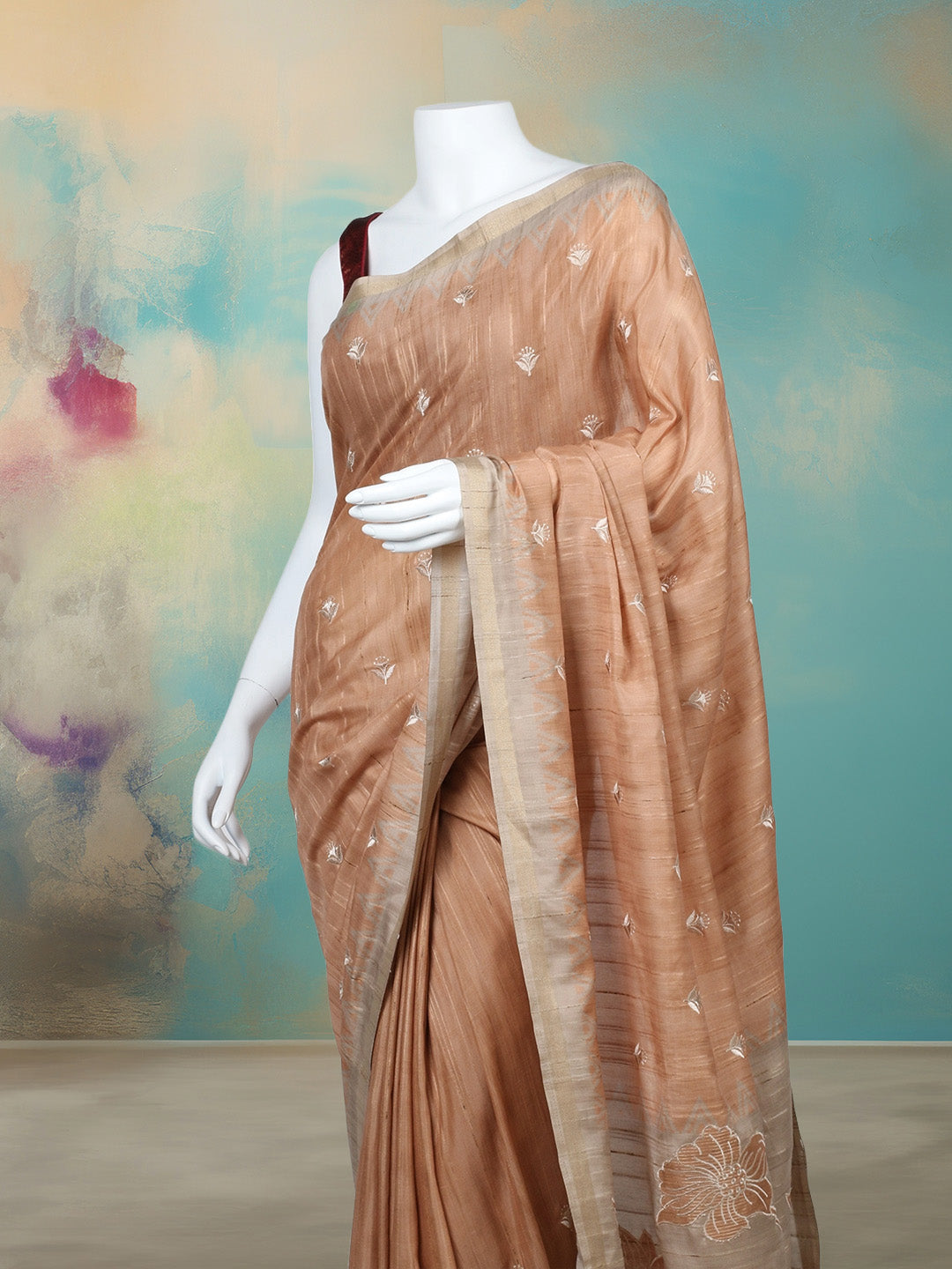 Printed &amp; Embroidered Booti Art Silk Saree