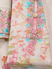 Neck Embroidered Cotton Blend Unstitched Suit With Dupatta
