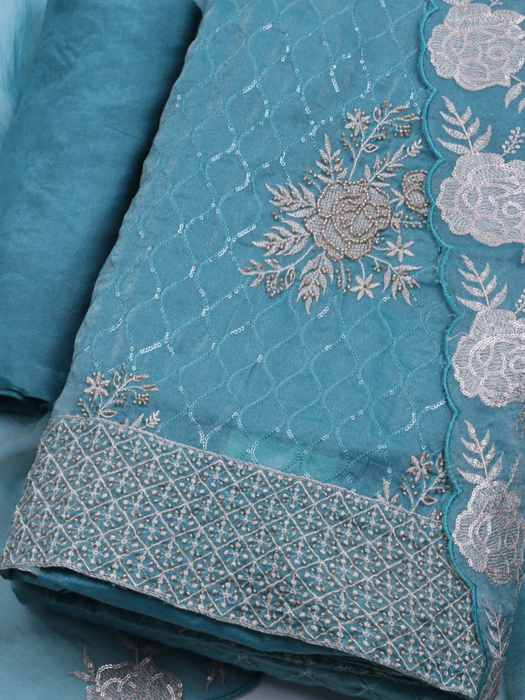 Embroidered Tissue Unstitched Suit With Dupatta