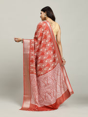 Ajrak Printed Cotton Blend Woven Saree