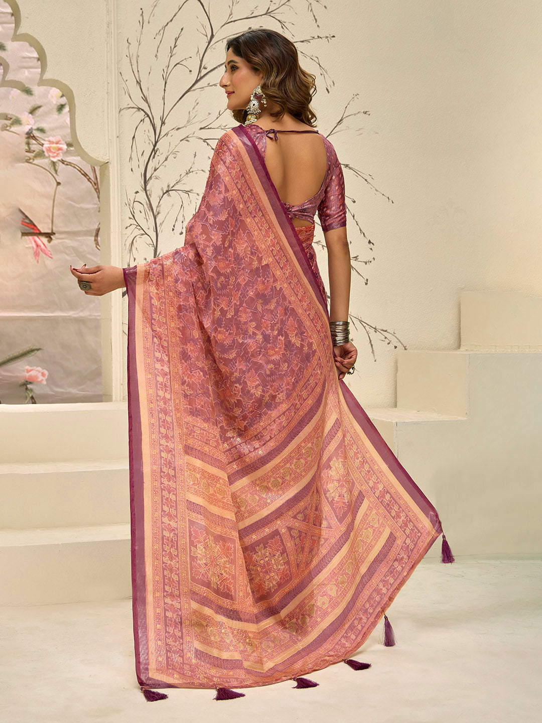 Abstract Printed Art Silk Saree