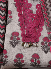 Neck Embroidered Cotton Blend Unstitched Suit With Dupatta