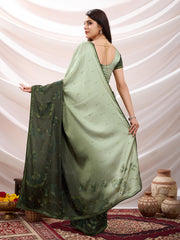 Embroidered Satin Saree