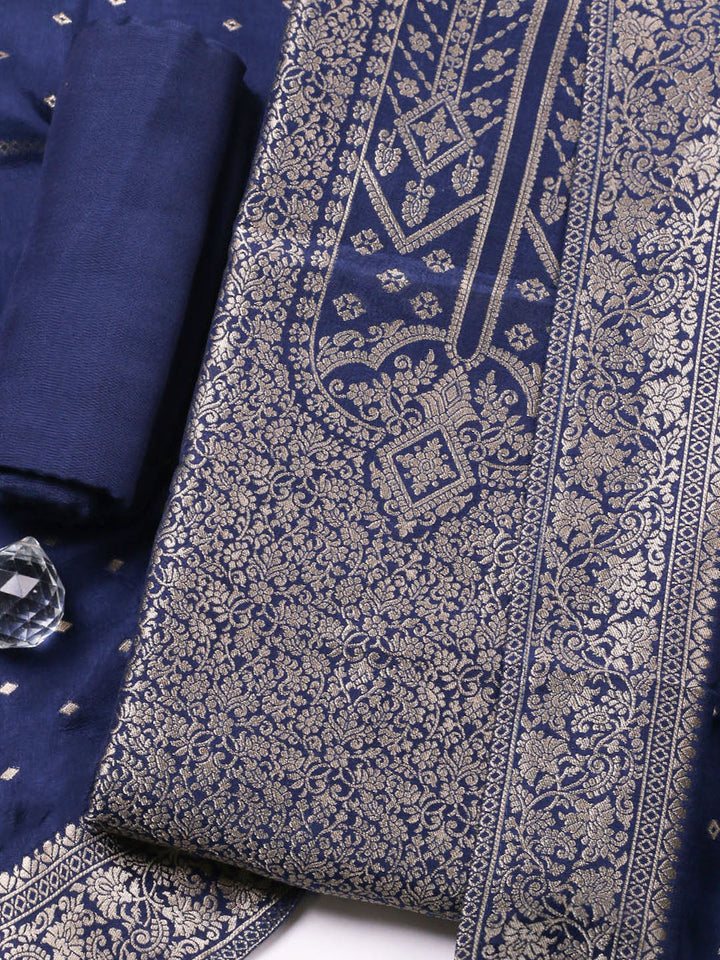 Woven Design Chanderi Unstitched Suit With Pant &amp; Dupatta