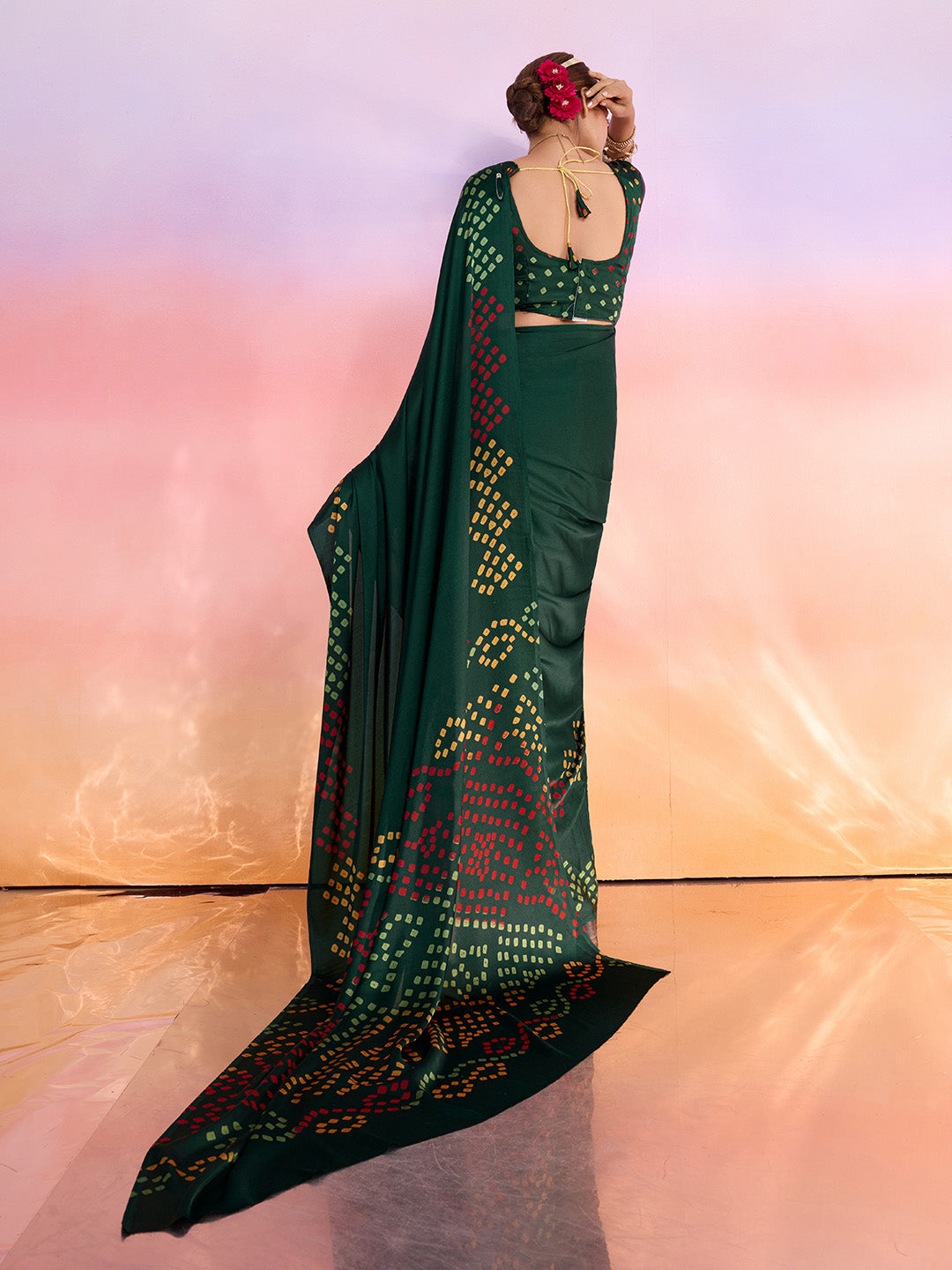 Printed Satin Saree