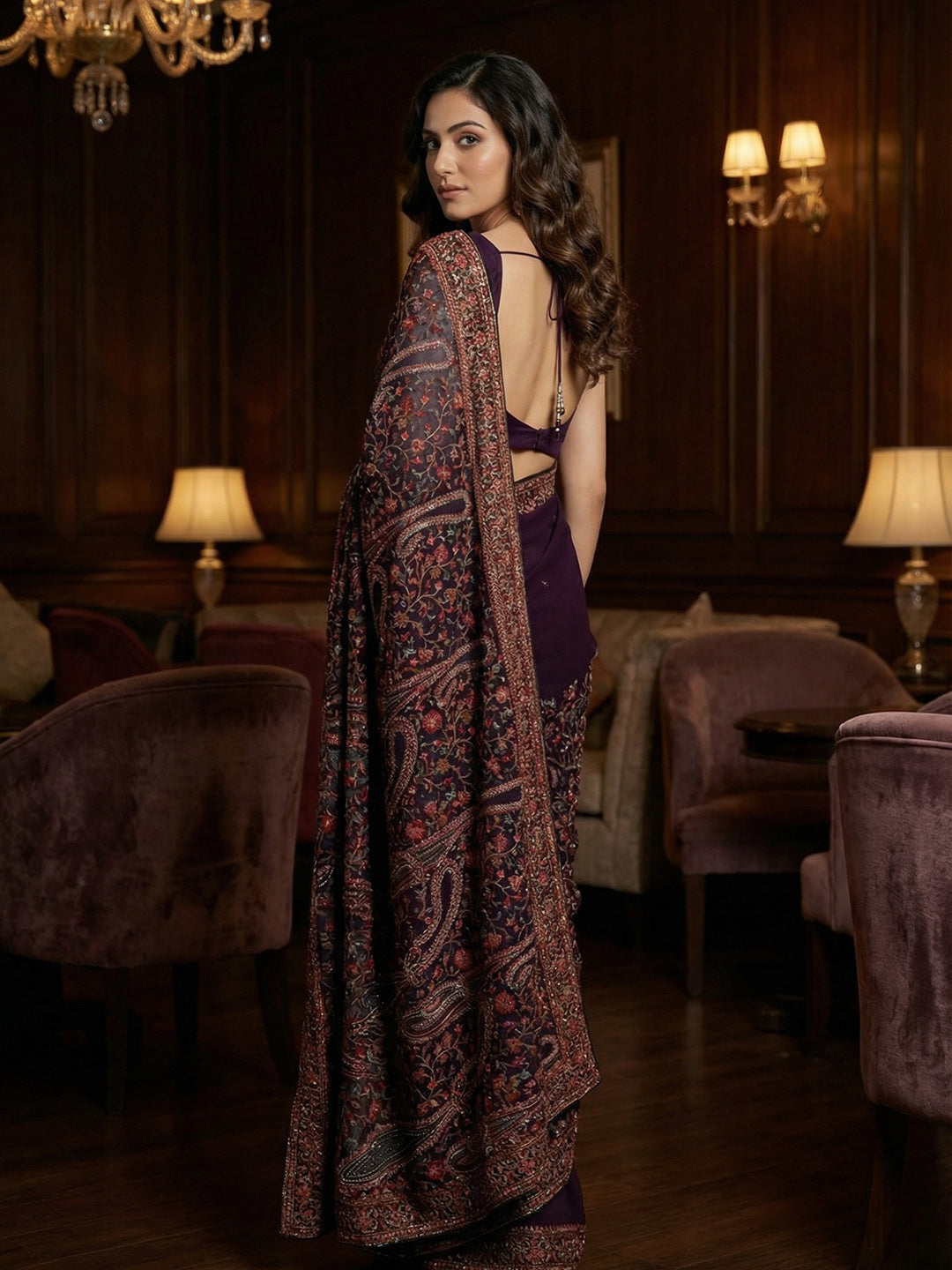 Embroidered Georgette Saree