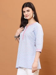 Printed Cotton Blend Short Kurti