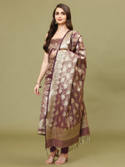 Woven Chanderi Unstitched Suit With Dupatta