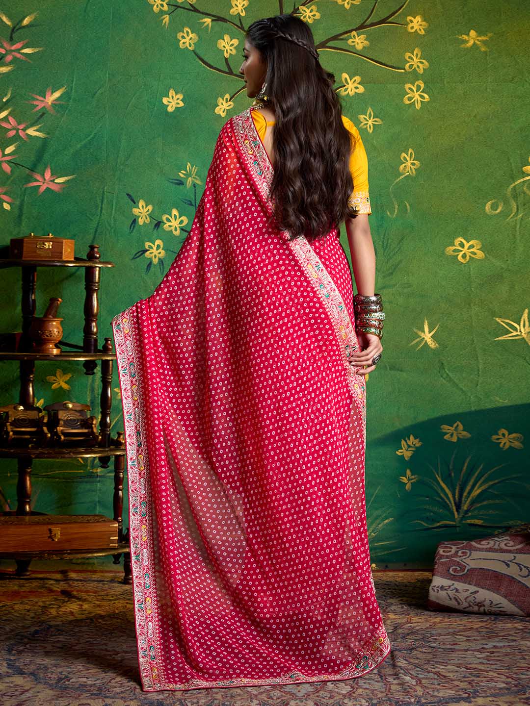 Bandhani Print Georgette Saree